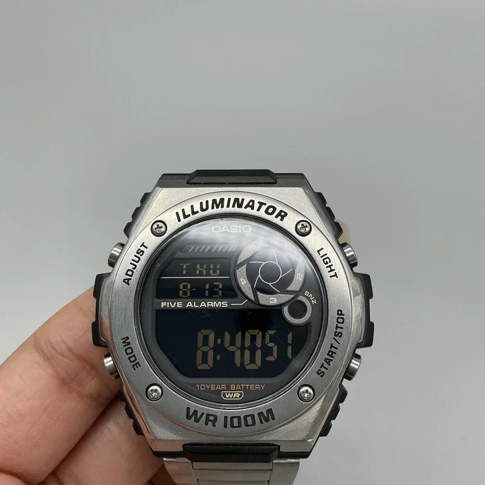 Casio Illuminator 3487 MWD-100H Mens Watch 51mm Black Digital Stainless Alarm